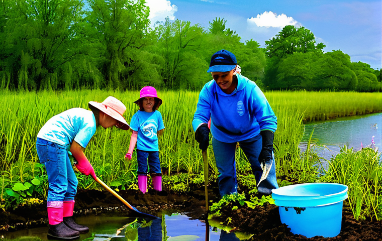 서식지 회복 프로젝트의 목표 달성을 위한 팁 - **Prompt 1: A Vibrant Community Restoration Day**
    A bright, sunny afternoon scene showing a dive...