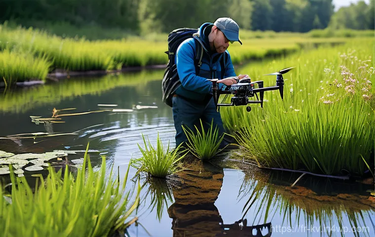서식지 회복 프로젝트의 진행 상황 모니터링 - **"High-tech Habitat Monitoring: A Modern Conservation Team in Action"**
    A group of diverse envi...