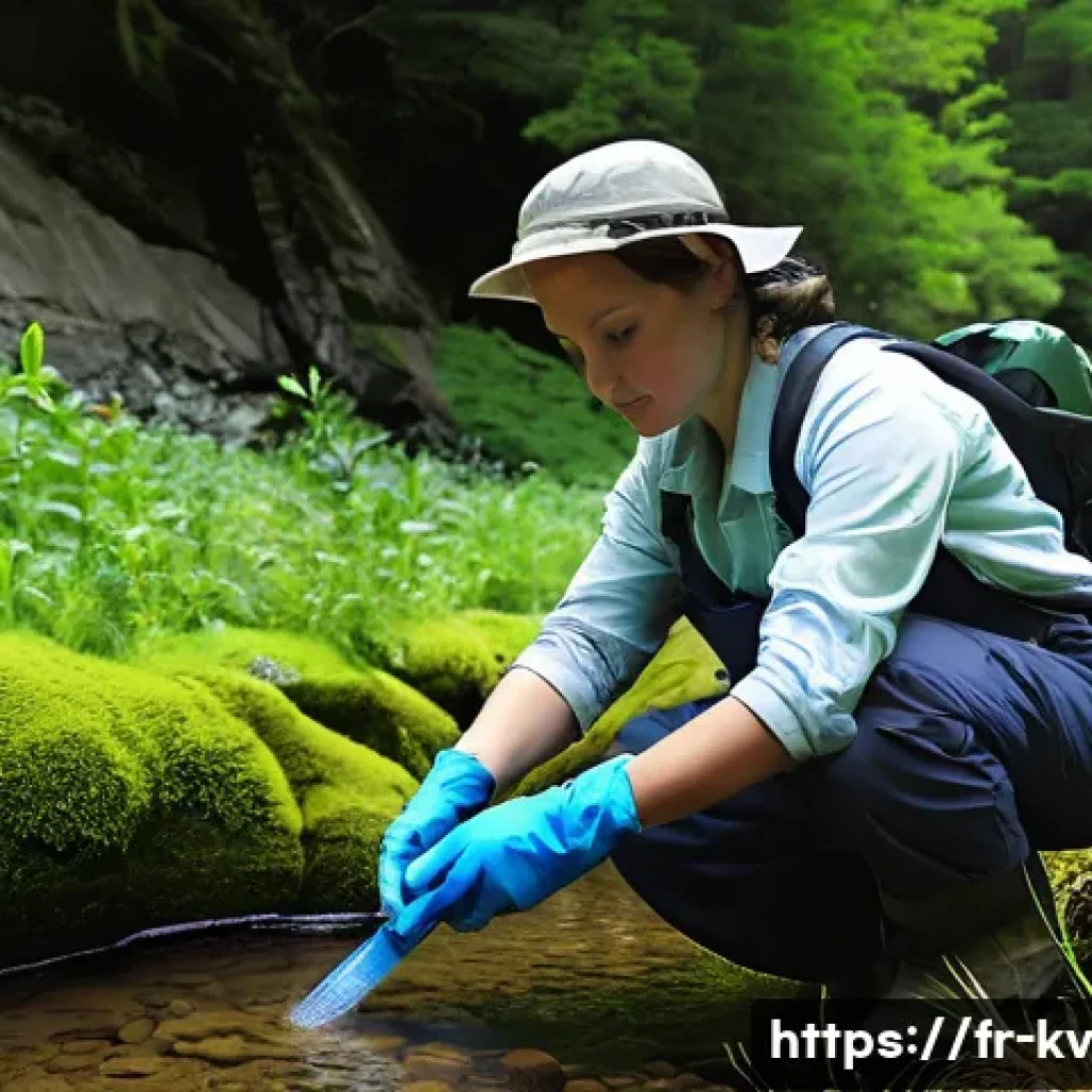 서식지 회복 프로젝트의 평가 방법 - **"A group of dedicated ecologists, fully clothed in professional field attire such as hiking pants ...