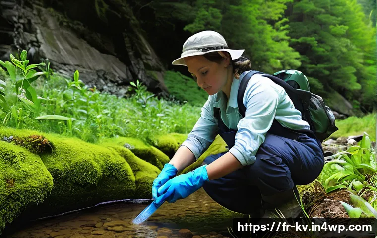 서식지 회복 프로젝트의 평가 방법 - **"A group of dedicated ecologists, fully clothed in professional field attire such as hiking pants ...