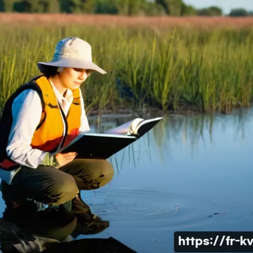 Home 28 서식지 회복 프로젝트에서의 통계 활용 - **Prompt 1: Dedicated Ecologists Monitoring a Restored Wetland**
"A realistic, cinematic photogr...