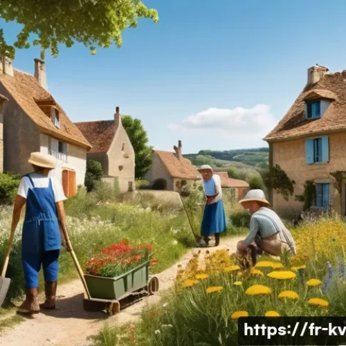 Home 15 서식지 회복 프로젝트의 지역적 특징 - **Community Meadow Restoration:** A picturesque scene in a charming French village, where a diverse ...